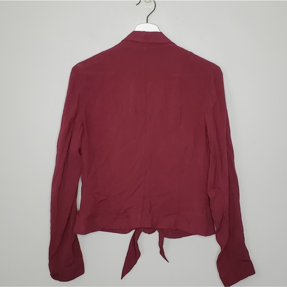 UO SILENCE + NOISE | Burgundy Tie Front Blouse | M - Picture 4 of 4